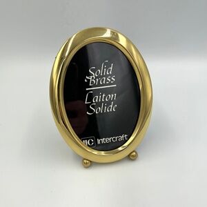 Vintage Oval Brass Picture Frame 3x4.5" Photo Frame Gold Frame Shelf Tabletop